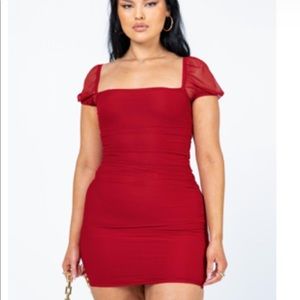 Princess Polly Recycled Fibers Charvi Mini Dress Burgundy